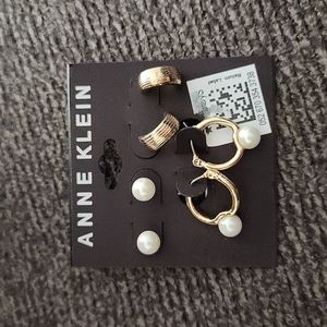 Anne Klein Pearl Trio Earring Set
